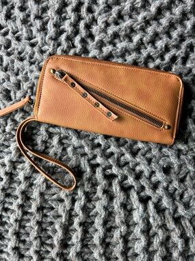 Free People Brown Vegan Leather Zip Wallet